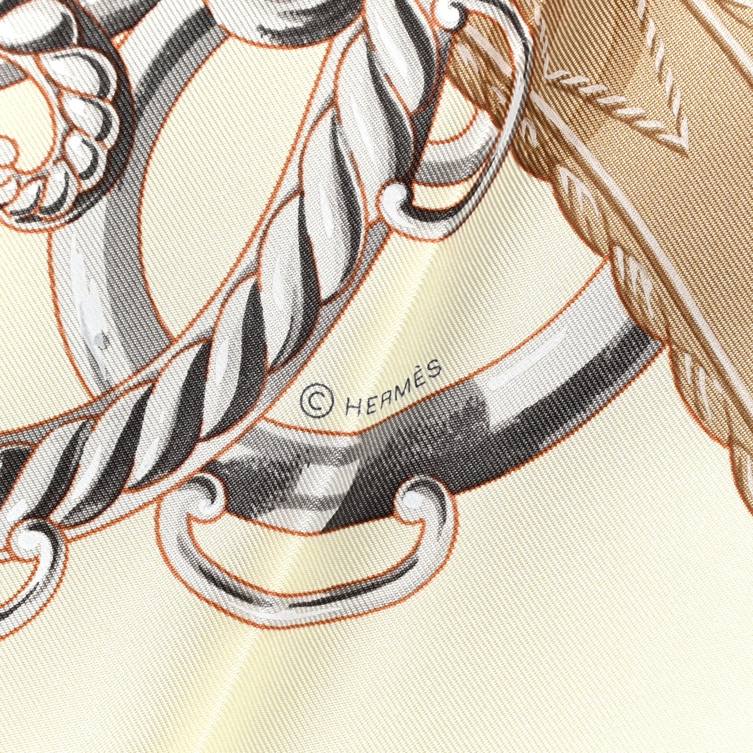 Hermes Silk Lift Profile Scarf 90 Creme Beige Gris 6 of 10