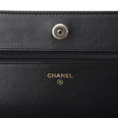 Chanel Caviar Camellia Embossed Wallet On Chain WOC Black 9 of 13