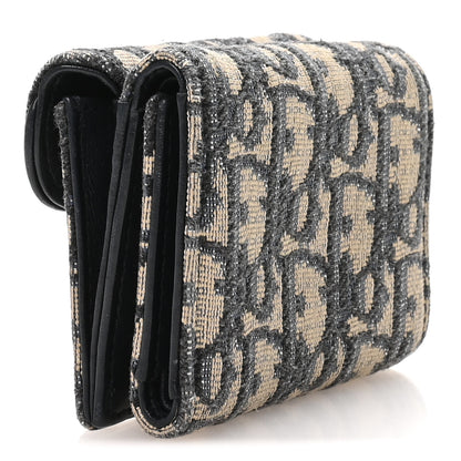 Christian Dior Oblique Saddle Lotus Wallet Blue 3 of 8