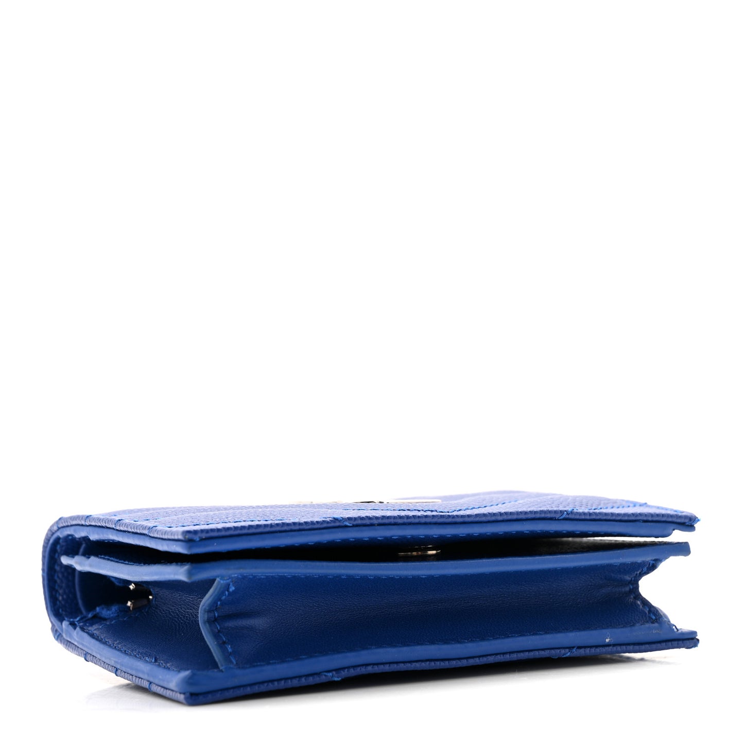 Grain De Poudre Matelasse Chevron Monogram Flap Card Case Blue Gitano