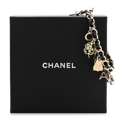Chanel Metal Lambskin Crystal Chain CC Charms Bracelet Gold Black 6 of 6