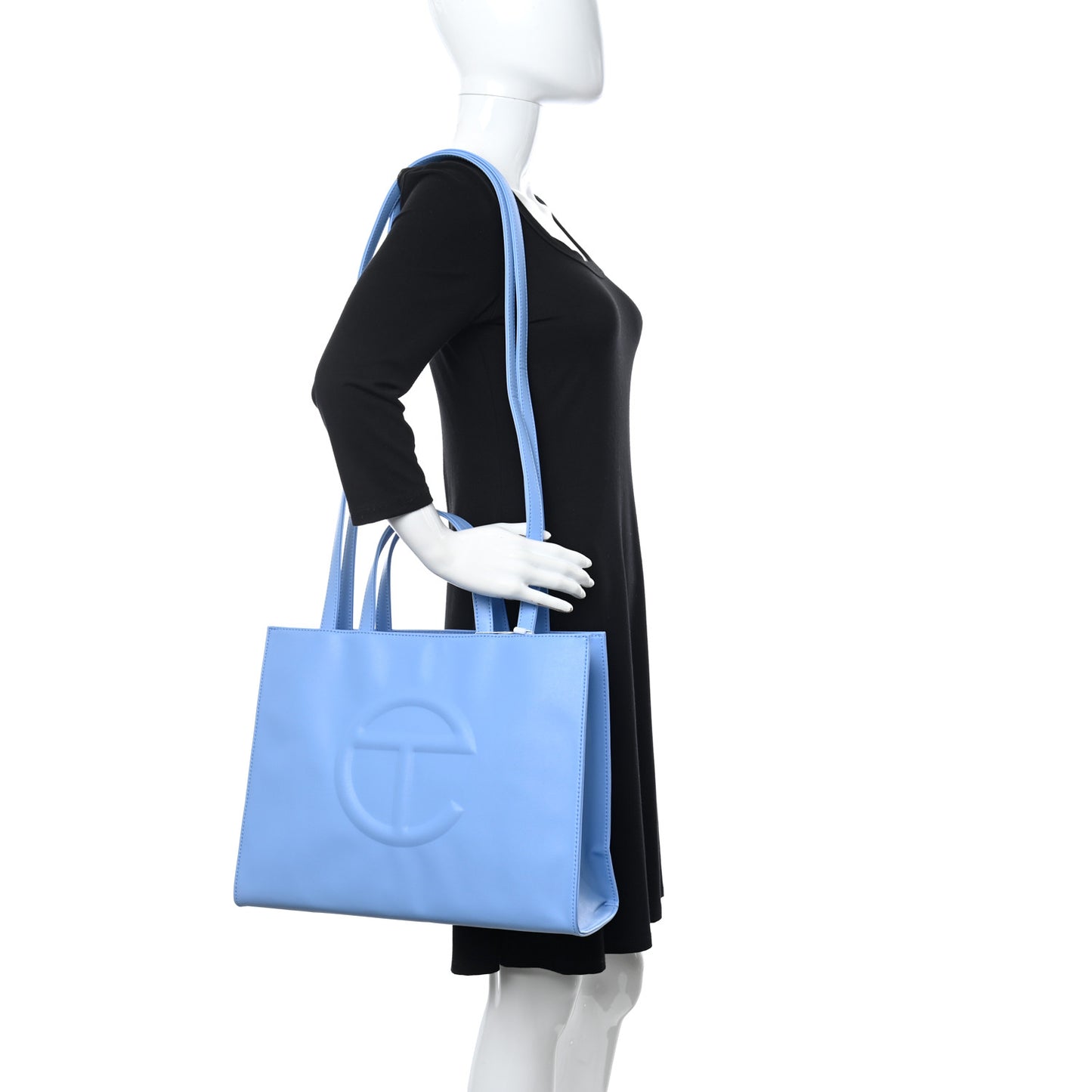 Vegan Leather Medium Shopping Bag Cerulean