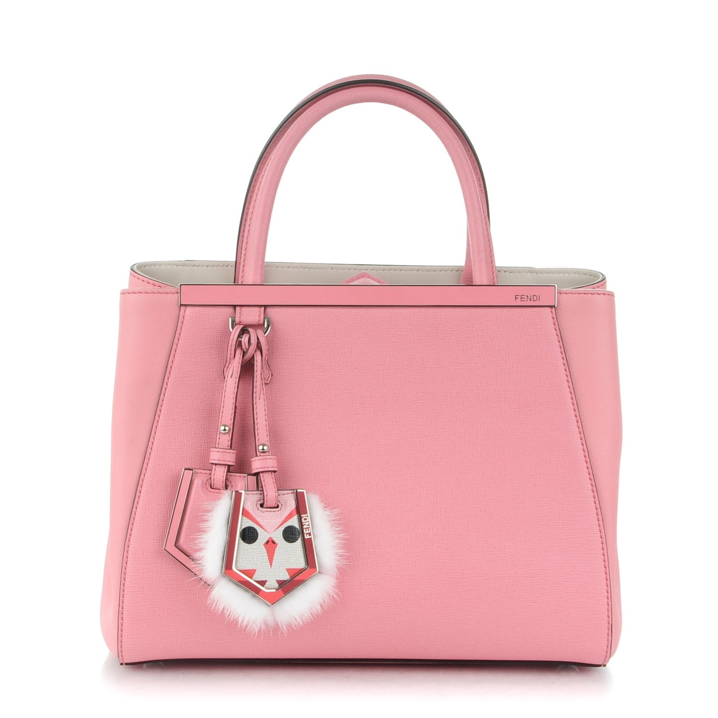 Vitello Elite Flamingo Mink Monster Charm Petite 2Jours Tote Pink Multicolor