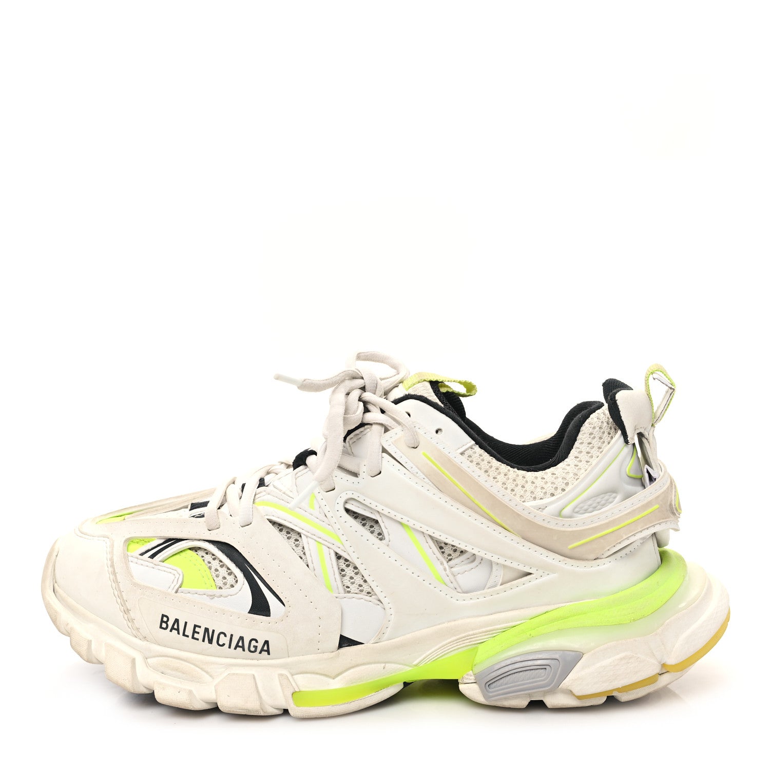 Balenciaga Mesh Worn Out Mens Track Sneakers 39 White Fluo Yellow 1 of 10