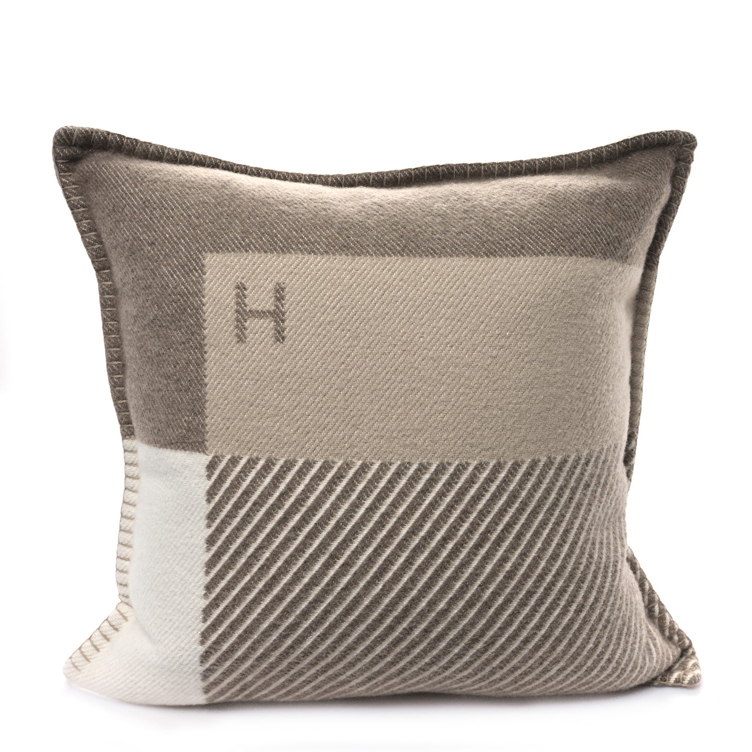 Hermes Wool Cashmere H Riviera Pillow Seigle 2 of 3