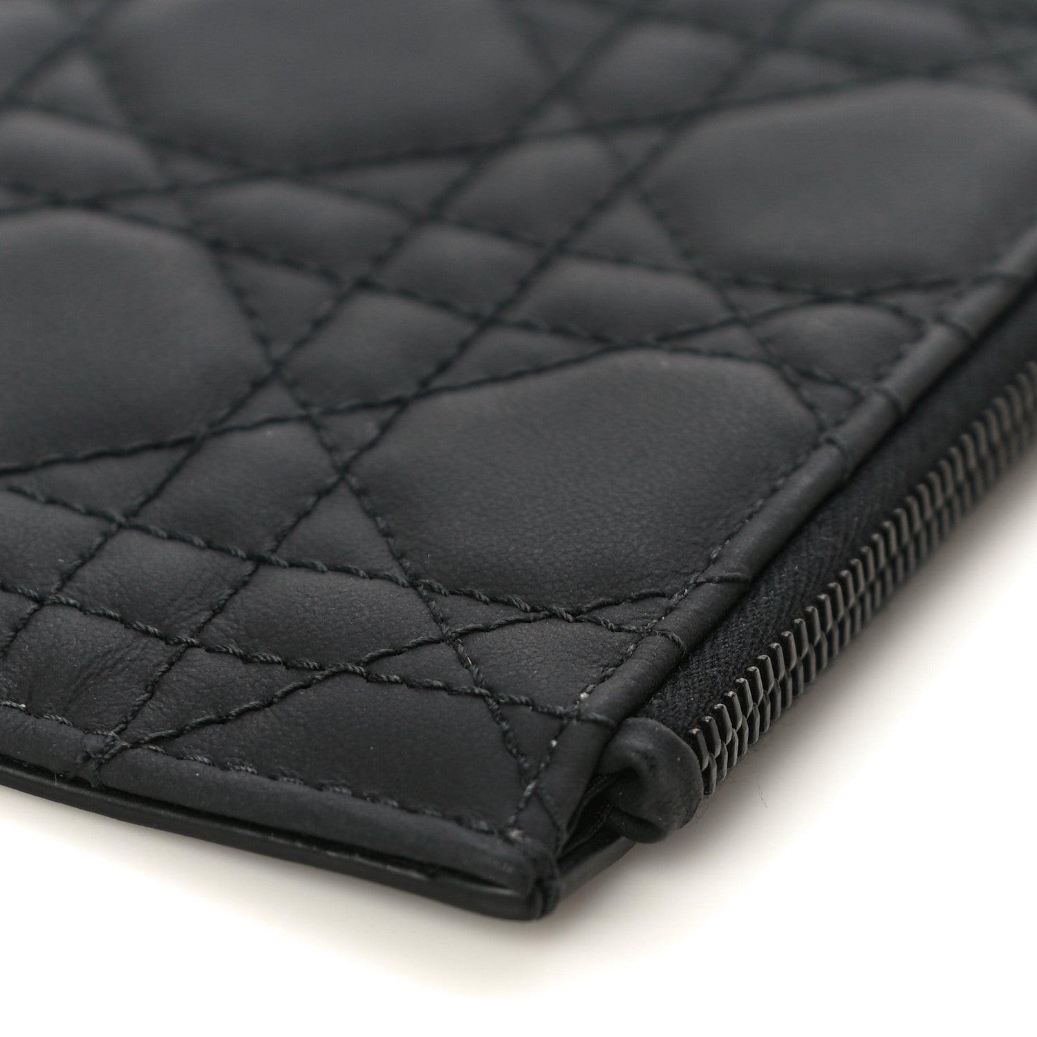 Christian Dior Ultra Matte Calfskin Cannage Large Lady Dior Zip Wallet Black 8 of 11