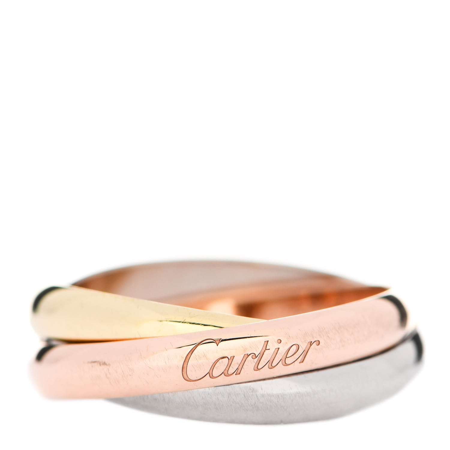 Cartier 18K Pink Yellow White Gold Small Trinity Ring 53 6.5 1 of 6