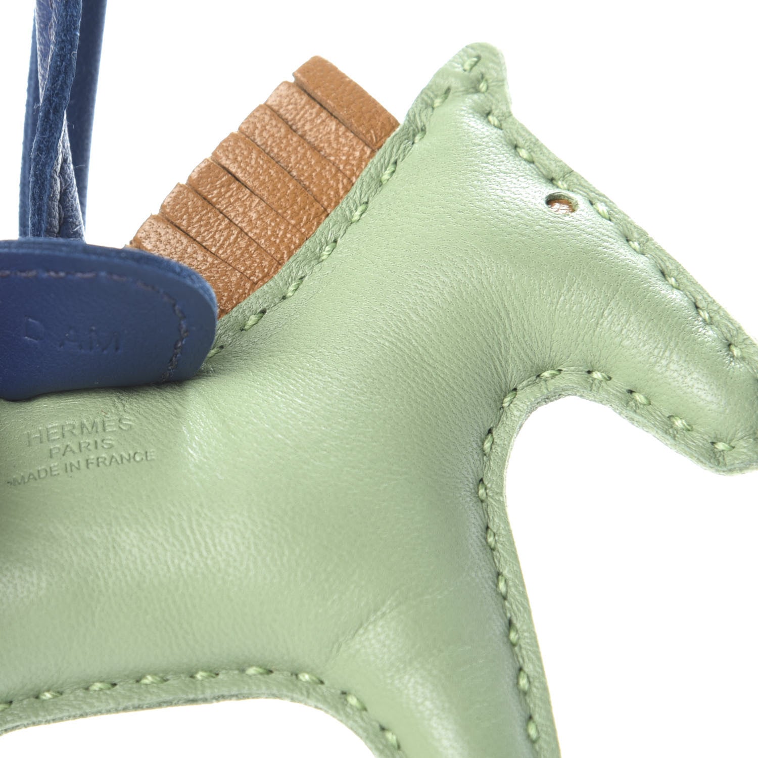 Hermes Milo Lambskin Grigri Rodeo Horse Bag Charm PM Vert Criquet Sesame Bleu de Malte 3 of 3