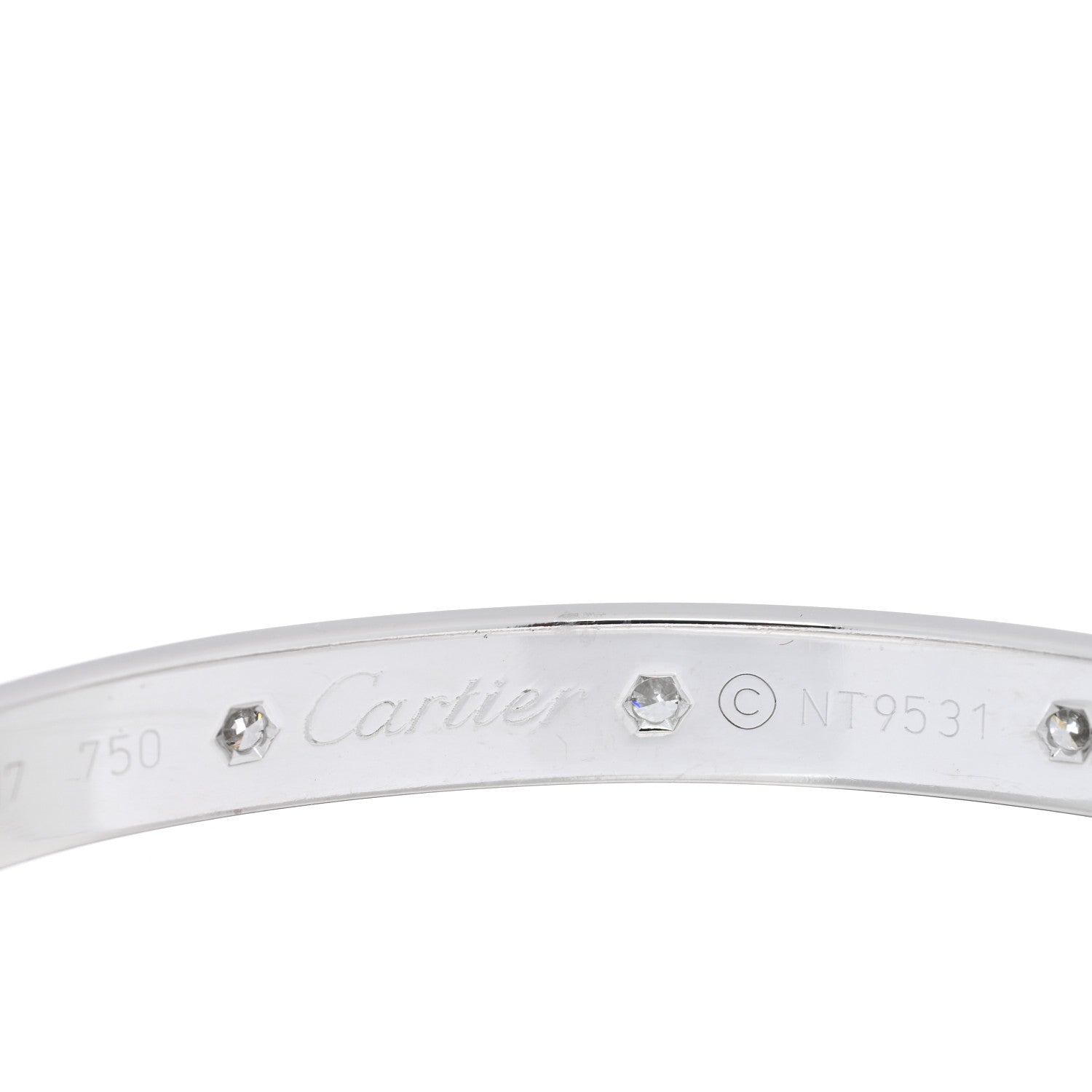 Cartier 18K White Gold 10 Diamond LOVE Bracelet 17 3 of 3