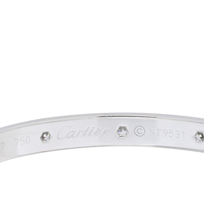 Cartier 18K White Gold 10 Diamond LOVE Bracelet 17 3 of 3