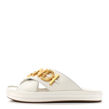 Fendi Vitello Womens Fendigraphy Slide Sandals 40 White Ice 1 of 11