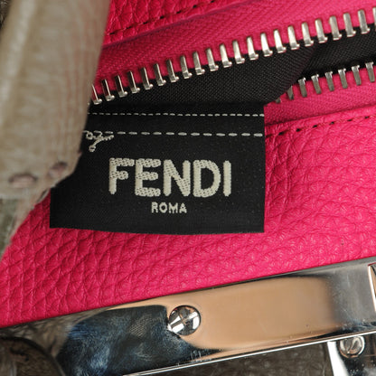 Fendi Cuoio Romano Alcantara Selleria Medium Peekaboo Iconic Satchel Grey Fuchsia 8 of 9