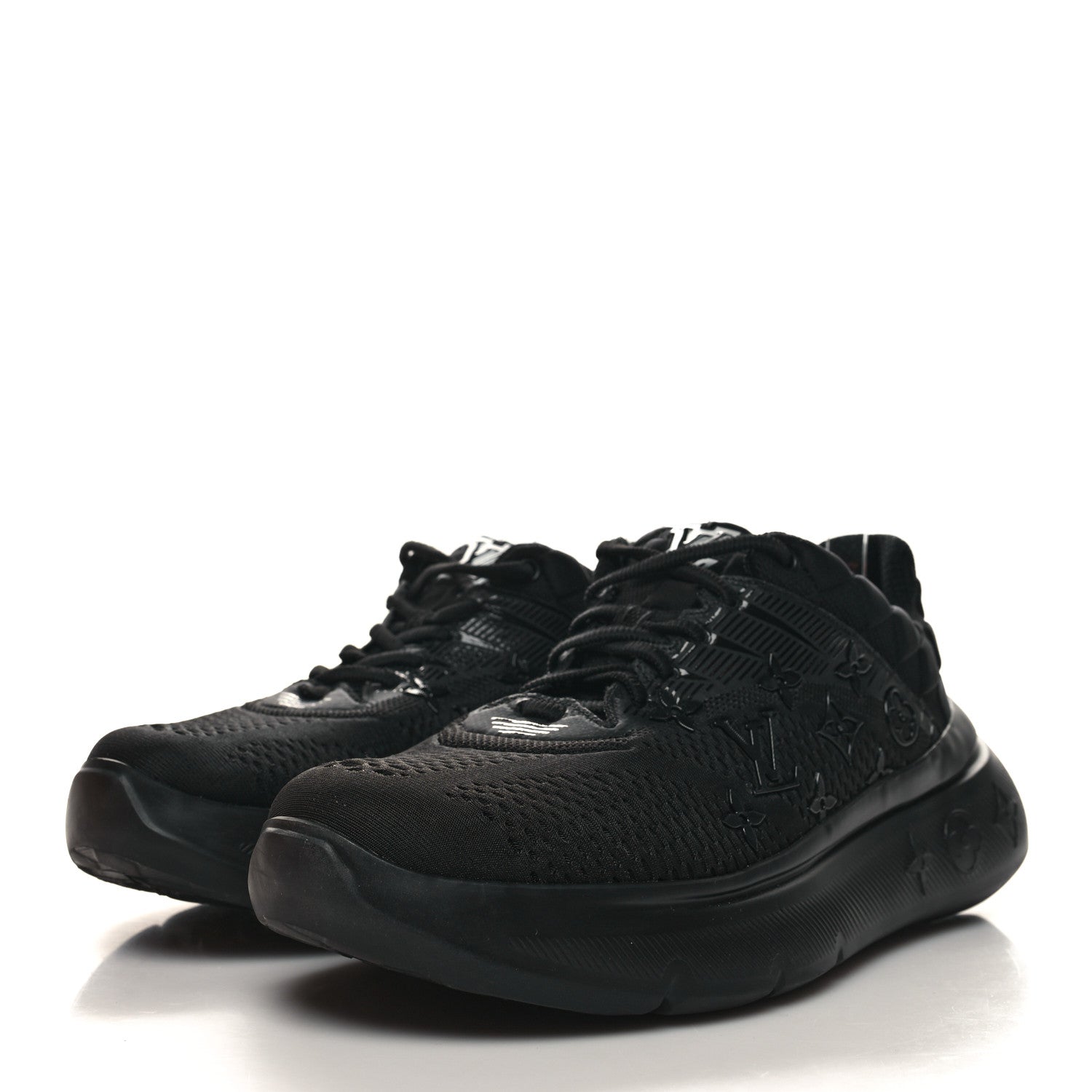 Louis Vuitton Monogram Damier Knit Mens Show Up Sneakers 8.5 Black 3 of 8