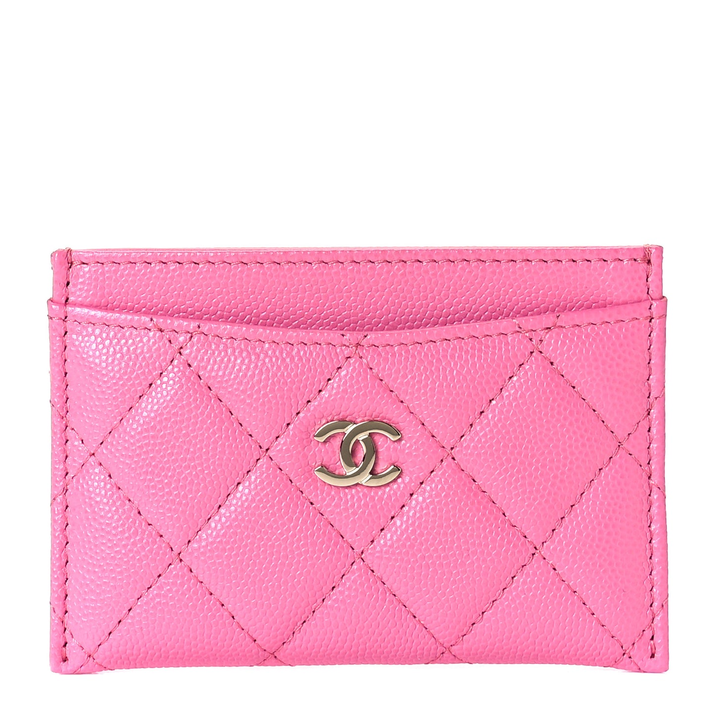 Caviar Quilted Card Holder Pink