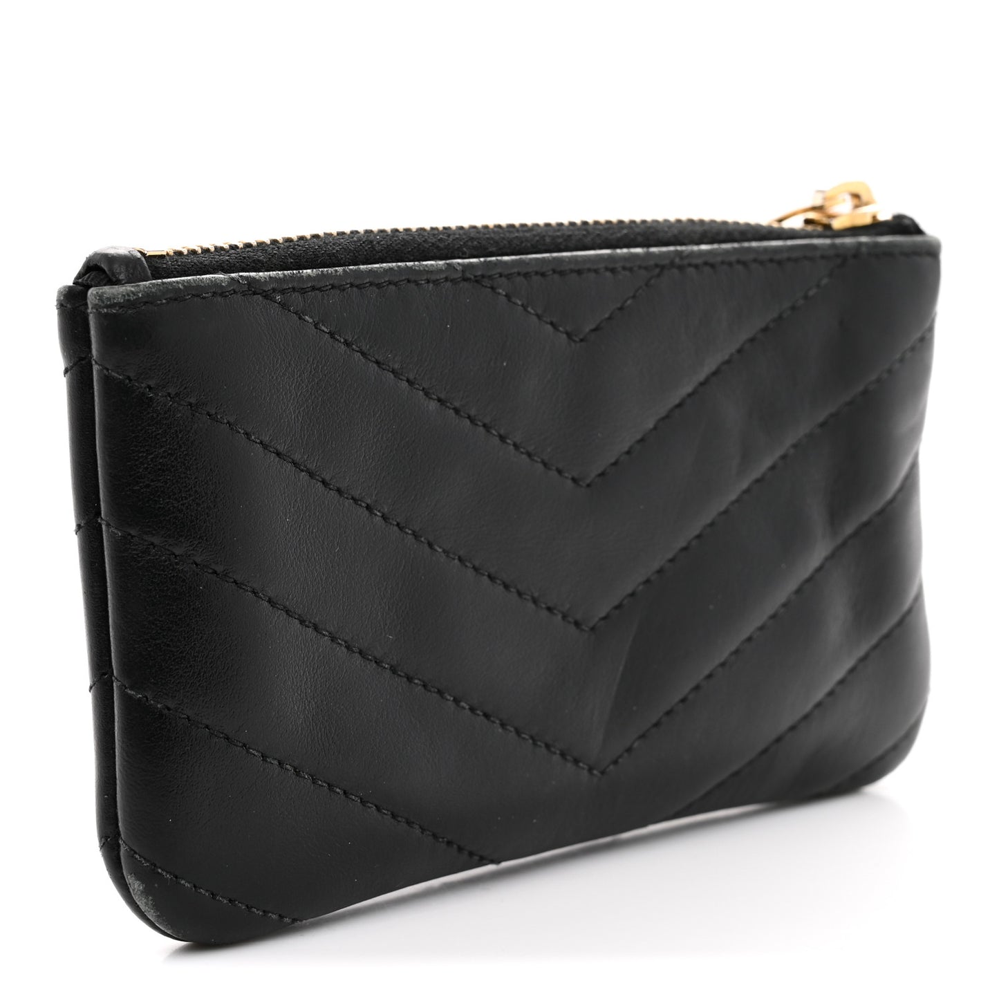 Calfskin Matelasse Monogram Key Pouch Black