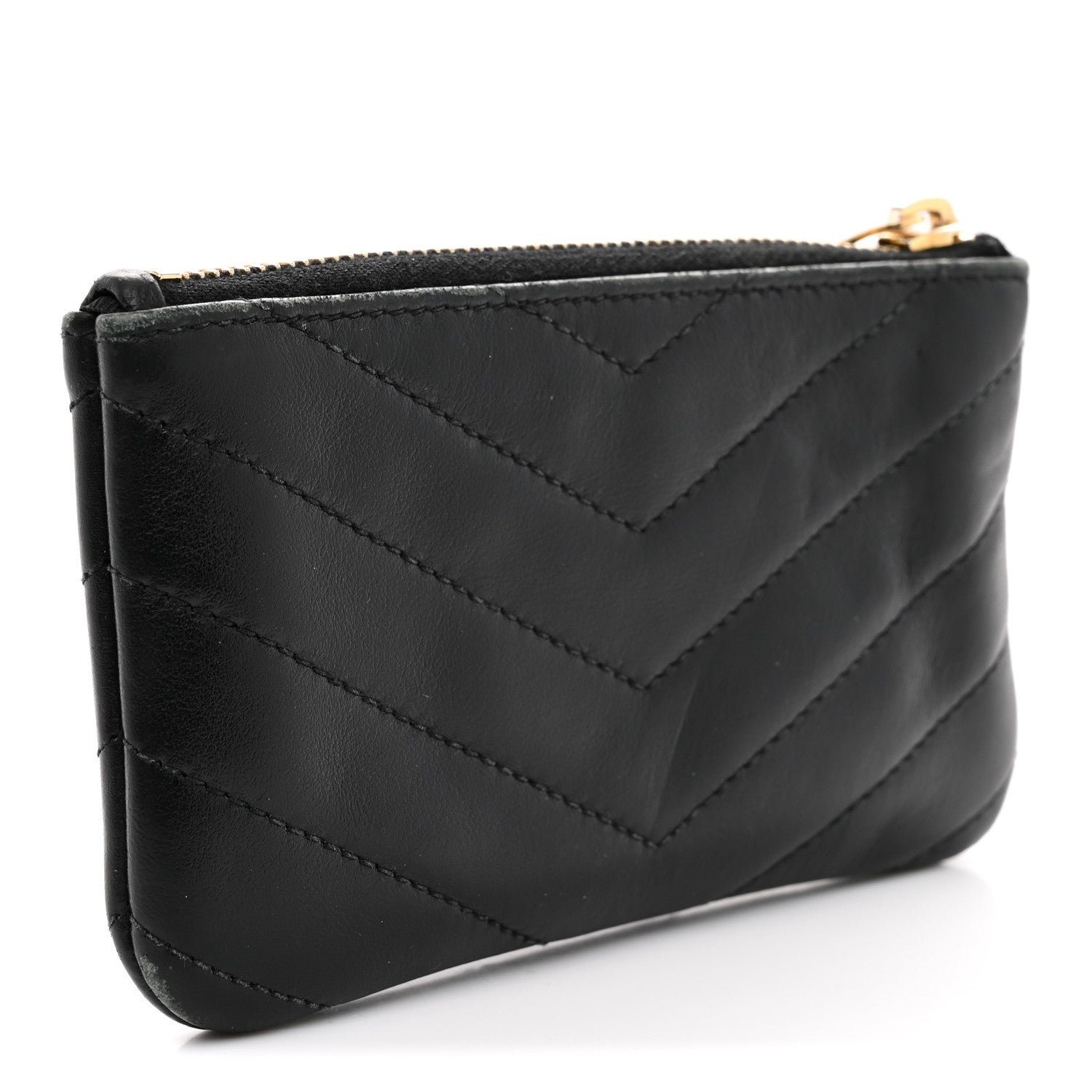 Saint Laurent Calfskin Matelasse Monogram Key Pouch Black 3 of 8
