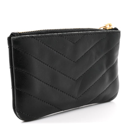 Saint Laurent Calfskin Matelasse Monogram Key Pouch Black 3 of 8