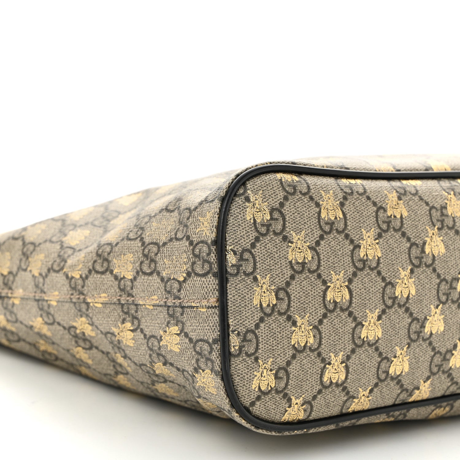 Gucci Soft GG Supreme Monogram Bees Small Crossbody Tote Beige Oro Black 9 of 14