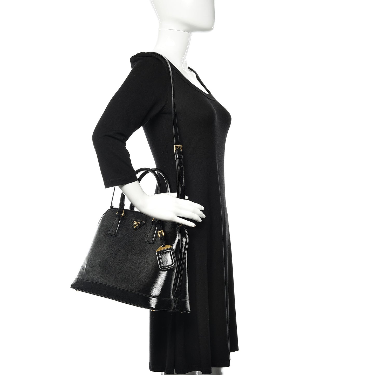 Saffiano Vernice Open Promenade Tote Black