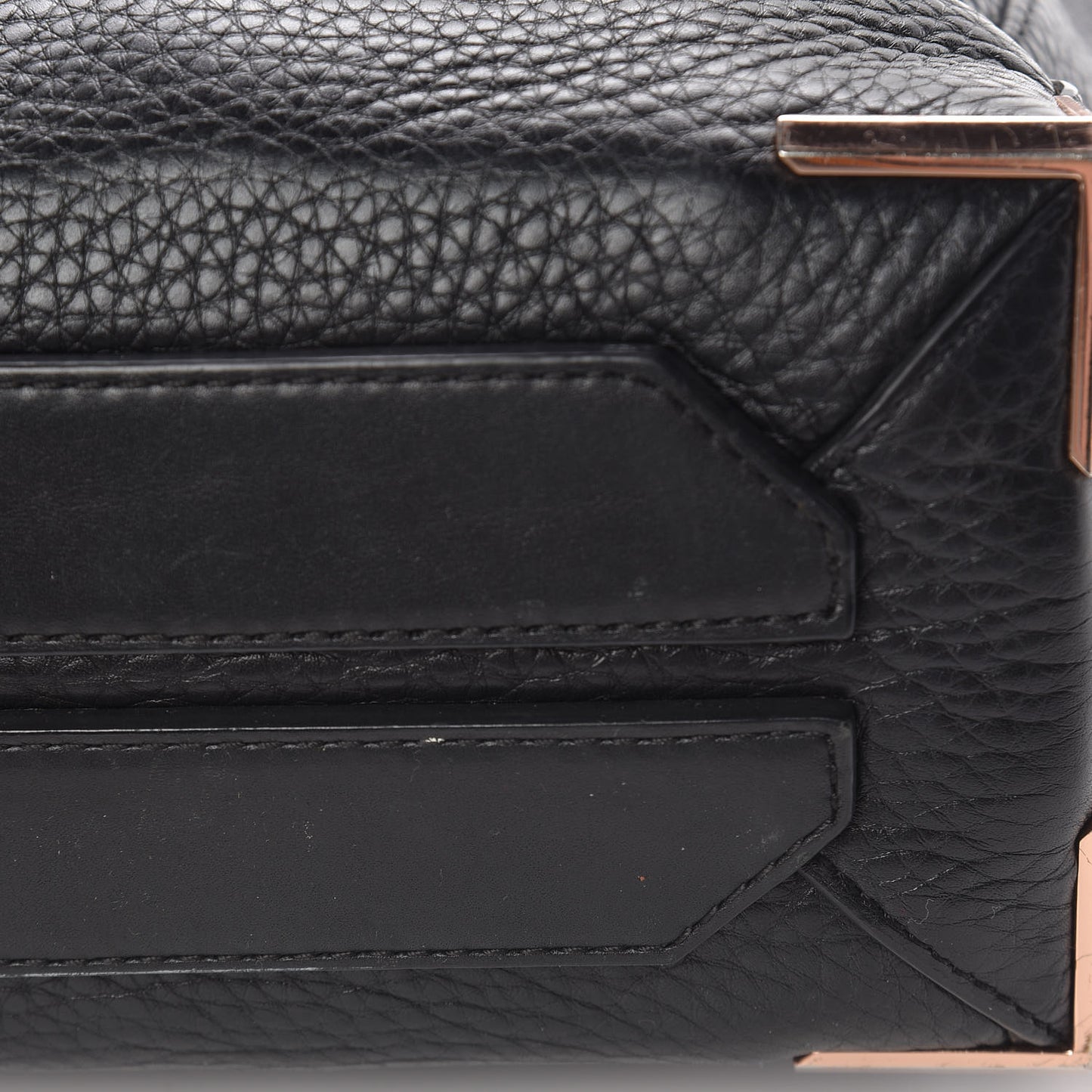 Pebbled Calfskin Large Prisma Skeletal Tote Black Rose Gold Hardware