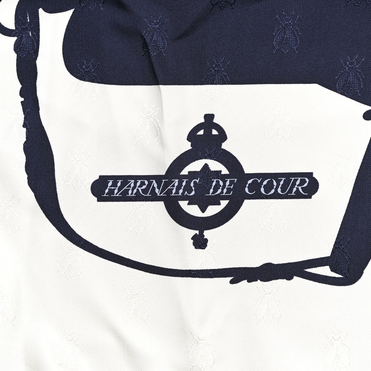 Silk Harnais De Cour Tattoo Scarf 90 Marine White