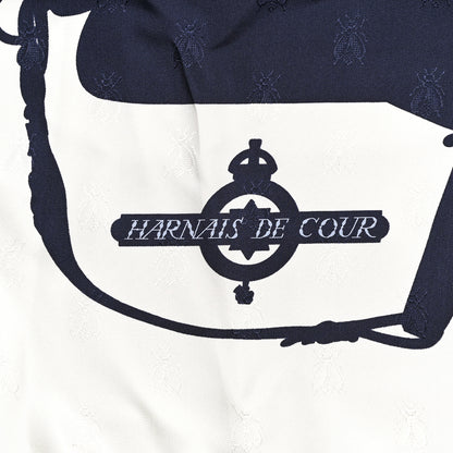 Hermes Silk Harnais De Cour Tattoo Scarf 90 Marine White 3 of 6