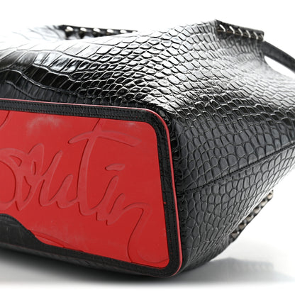 Christian Louboutin Crocodile Embossed Calfskin Spiked Small Cabarock Shopper Tote Black 9 of 9