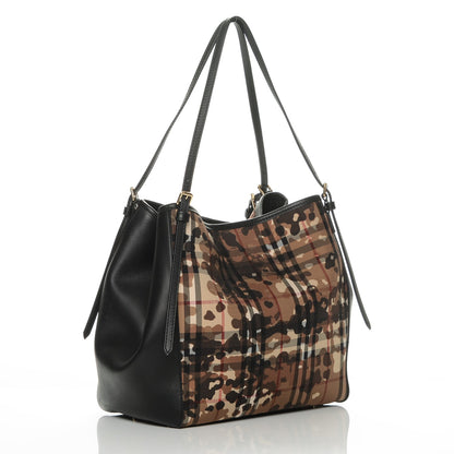 Burberry Nylon Calfskin Camouflage Check Small Canterbury Tote Black 2 of 11