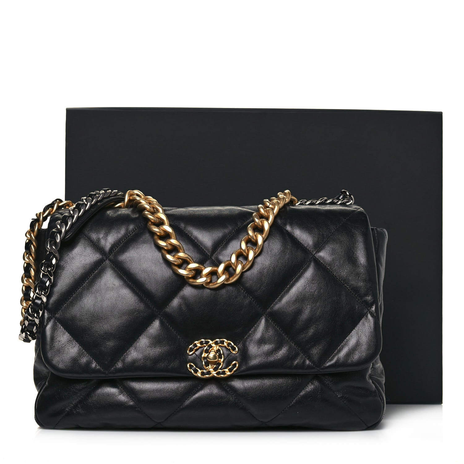 Chanel Goatskin Quilted Maxi Chanel 19 Flap Black 15 of 15