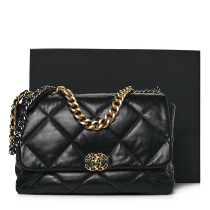 Chanel Goatskin Quilted Maxi Chanel 19 Flap Black 15 of 15