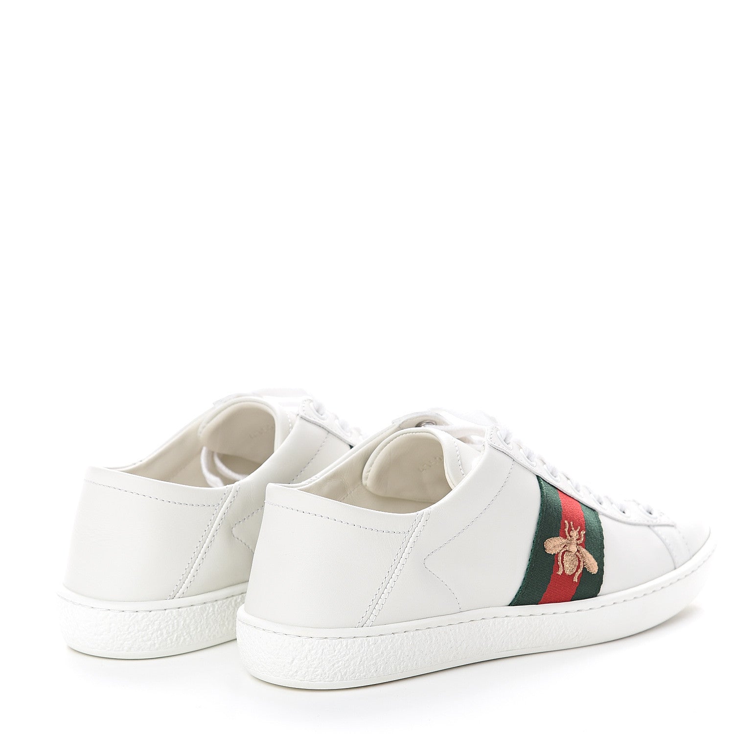 Gucci Calfskin Web Bee Embroidered Womens Ace Sneakers 36 White Green 4 of 7