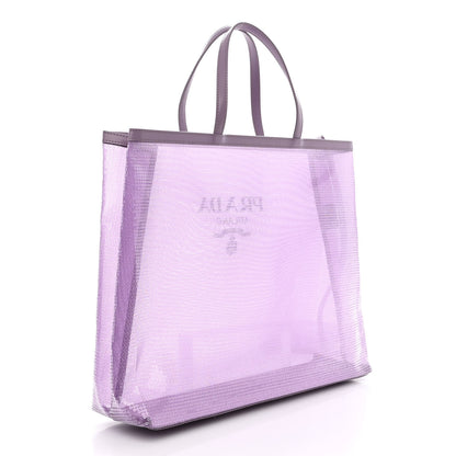 Prada Mesh Paillettes Spazzolato Logo Shopping Tote Lilium 4 of 11
