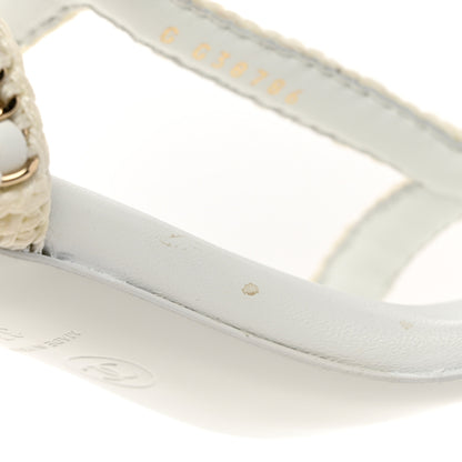 Chanel Lambskin CC Chain Braided Sandals 37 White 9 of 11