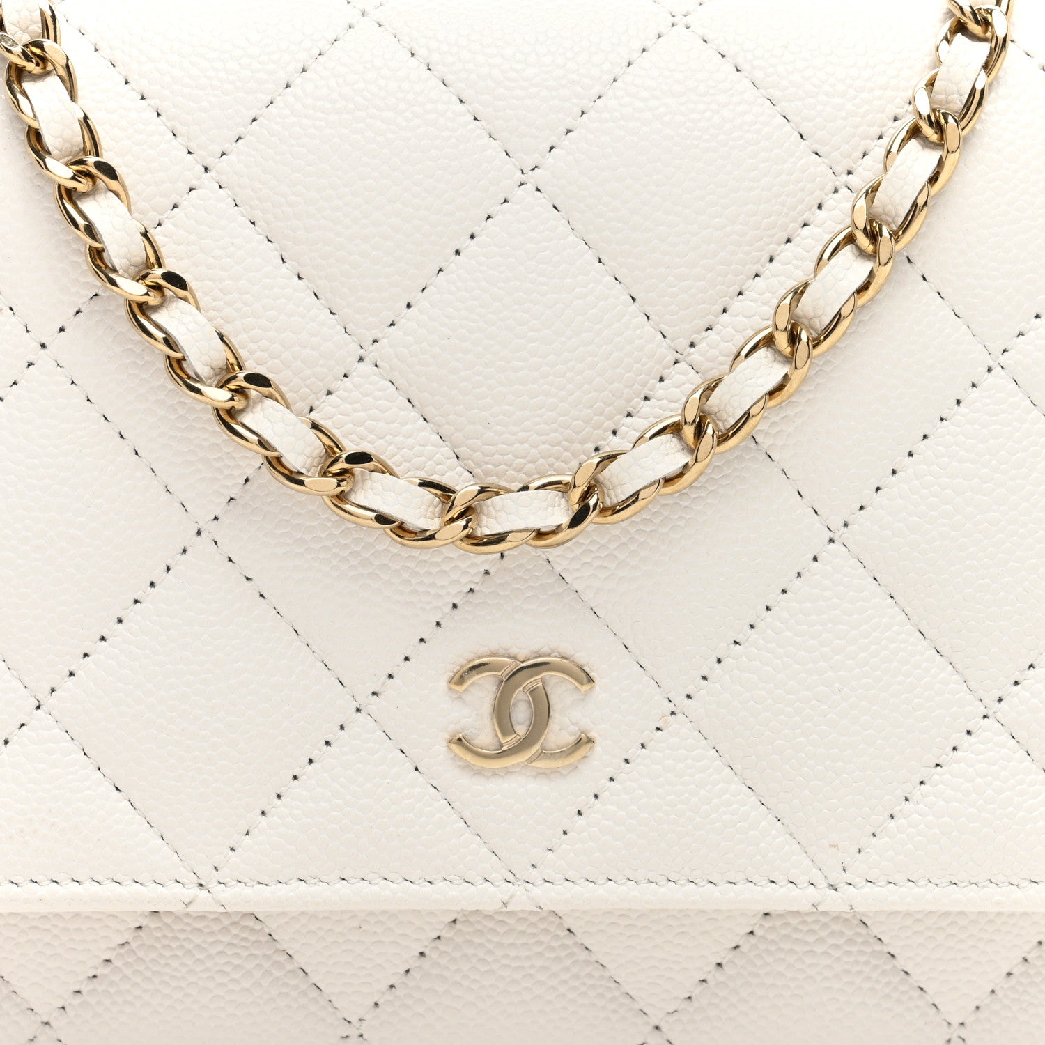 Chanel Caviar Quilted Wallet on Chain WOC White 8 of 11