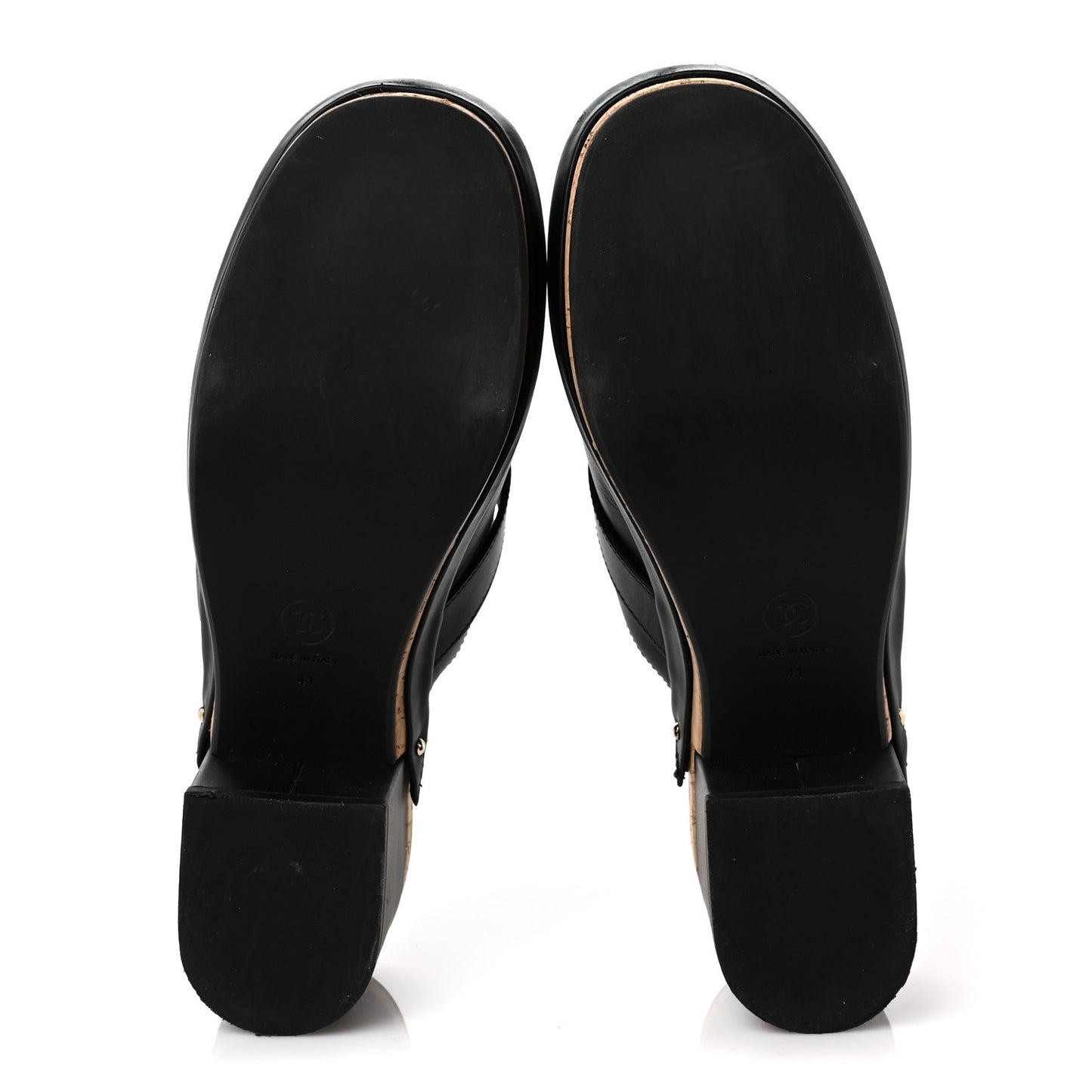 Calfskin CC Turn Lock Clogs 41 Black
