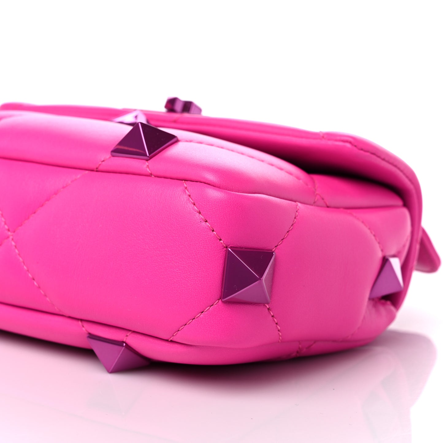 Nappa Lacquer Monochrome Small Roman Stud Shoulder Bag Pink PP