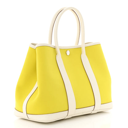 Hermes Toile Officier Vache Country Garden Party 30 TPM Lime White 3 of 11