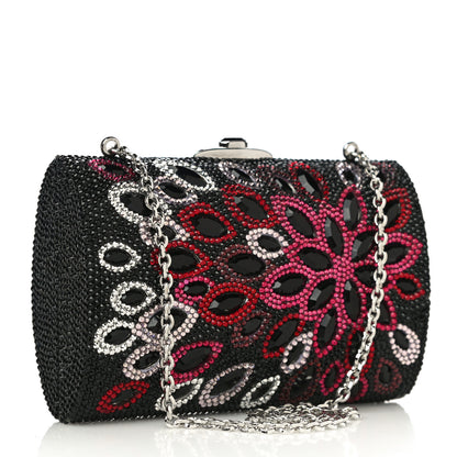 Judith Leiber Swarovski Crystal Flower Minaudiere Clutch Black Multicolor 2 of 8