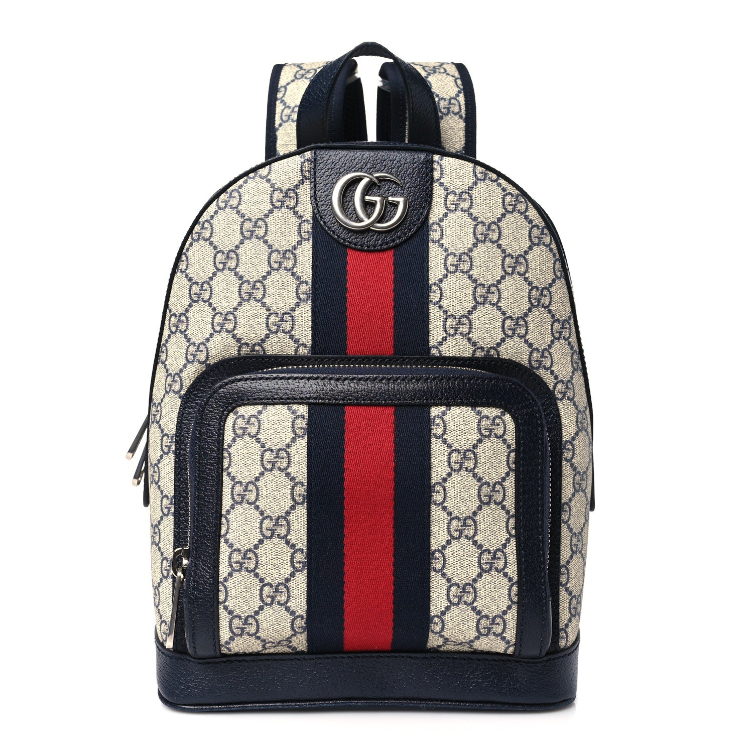 Gucci GG Supreme Monogram Textured Dollar Calfskin Web Small Ophidia Day Backpack Beige Blue Black 1 of 10