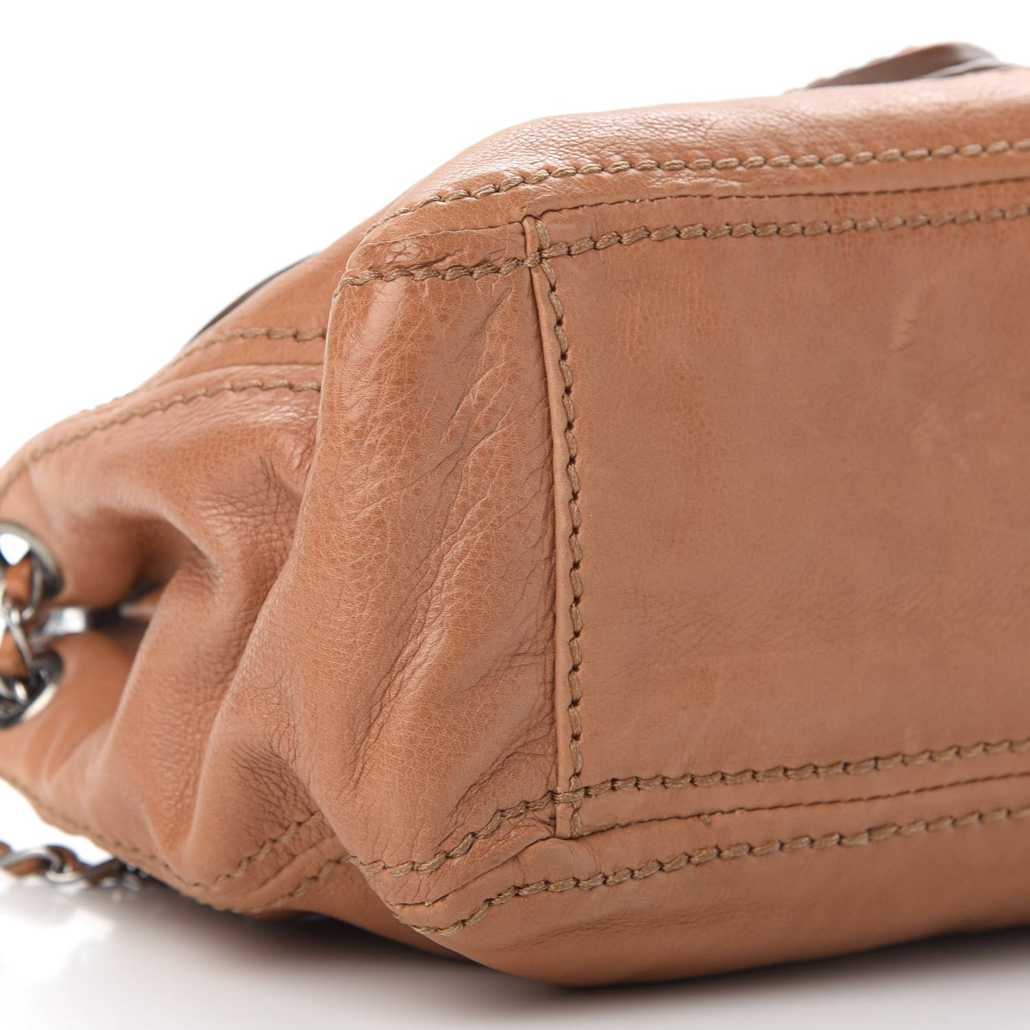 Vitello Phenix Flap Chain Bag Brown