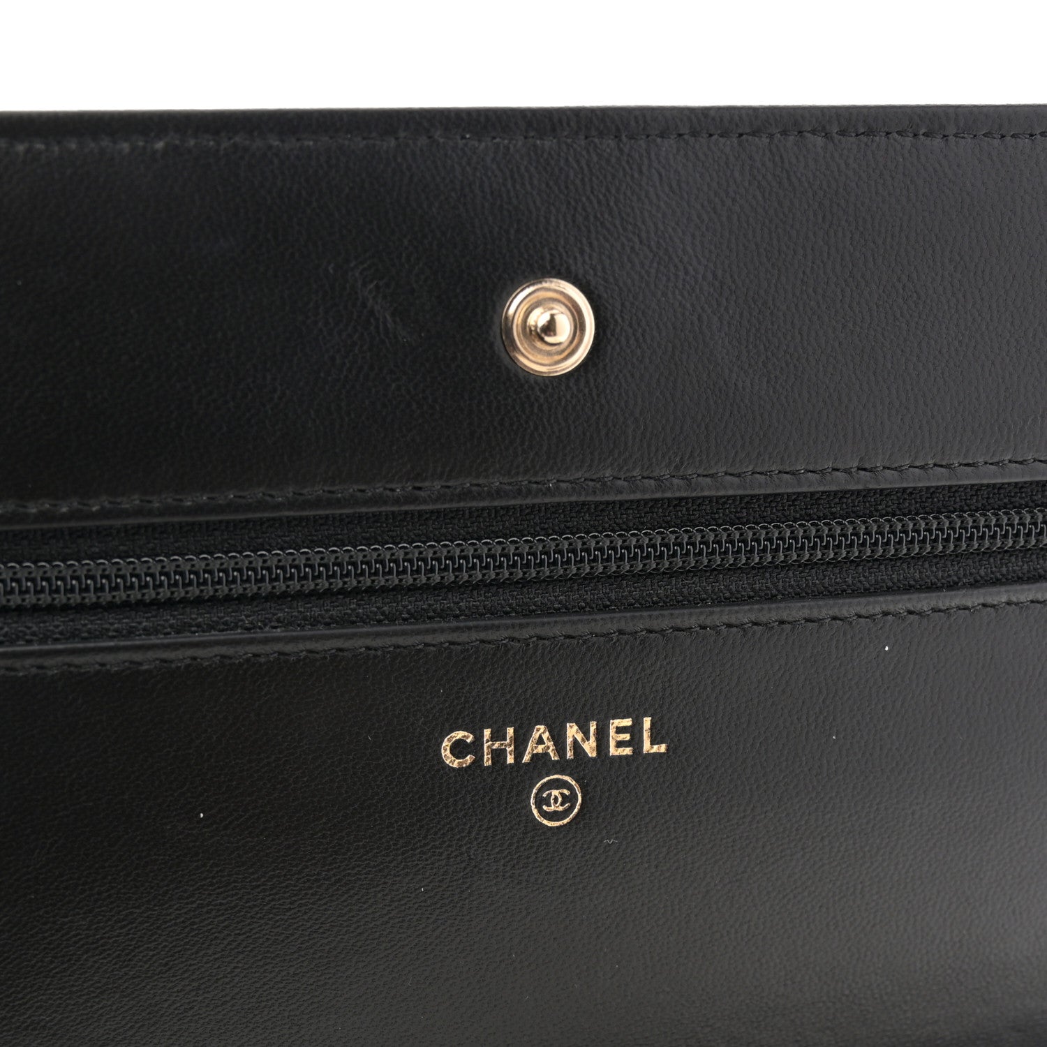 Chanel Lambskin Chevron Quilted Wallet On Chain WOC Black 6 of 12