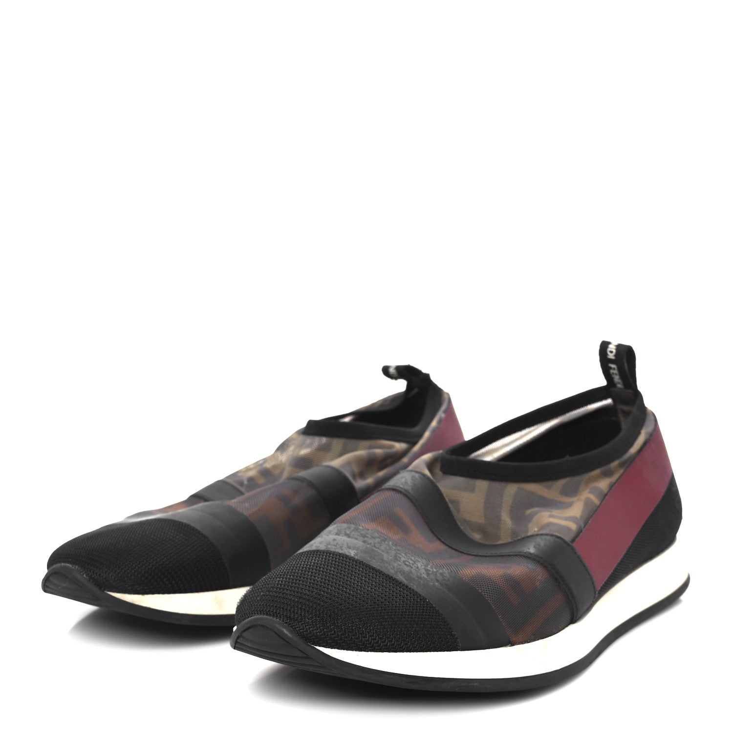 Fendi Technical Mesh Tulle FF Slip On Sneaker 37.5 Red Tobacco 4 of 11