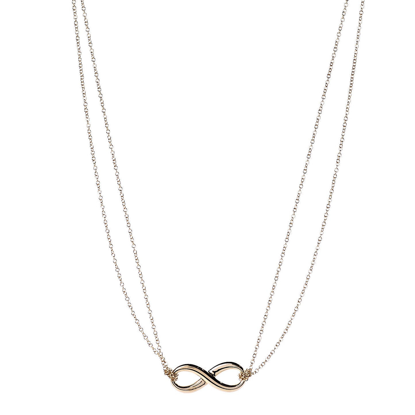18K Yellow Gold Infinity Double Chain Pendant Necklace