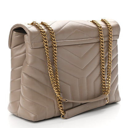 Saint Laurent Calfskin Y Quilted Monogram Medium Loulou Chain Satchel Dark Beige 3 of 10