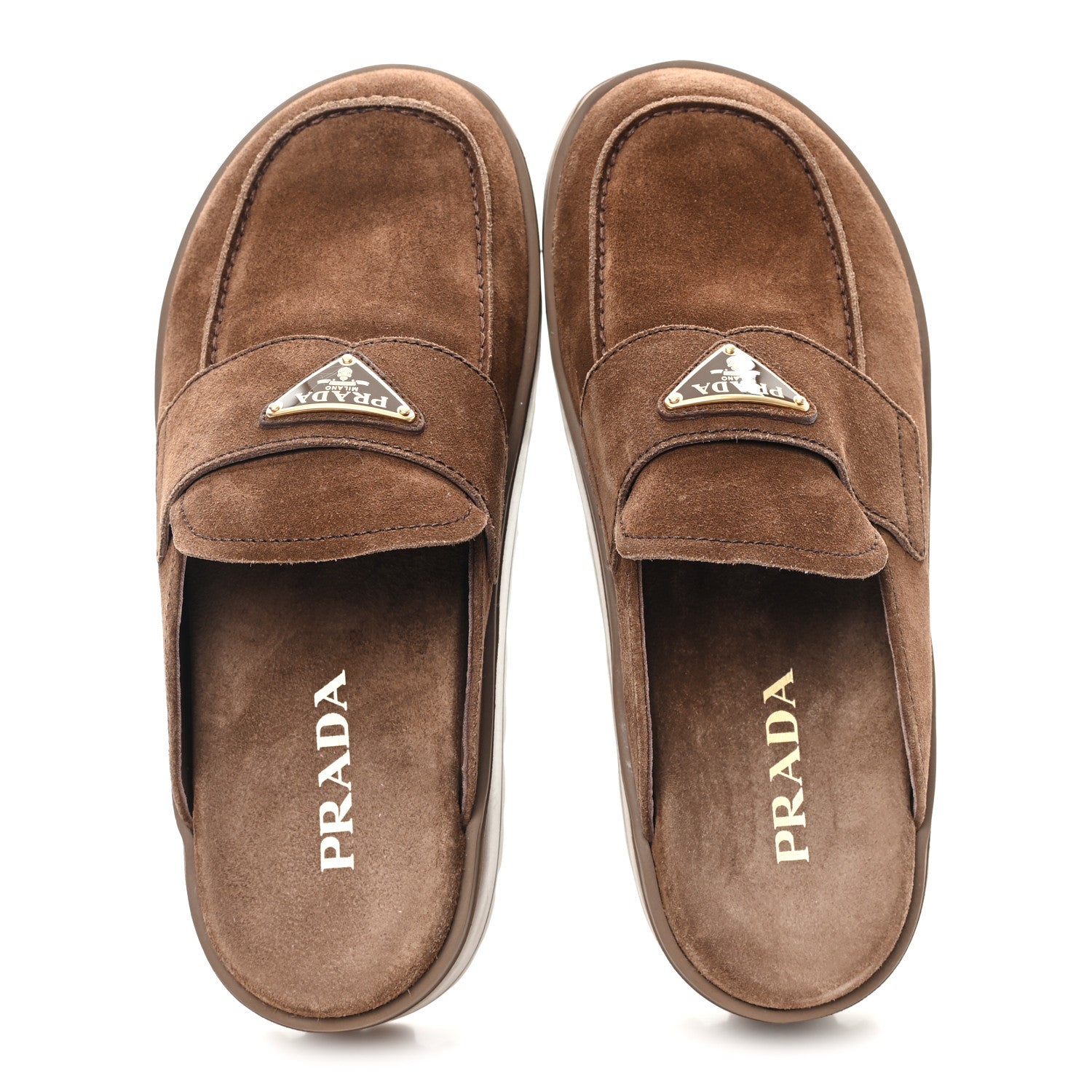 Prada Suede Scamosciato Flatform Mules 39 Cacao 2 of 9