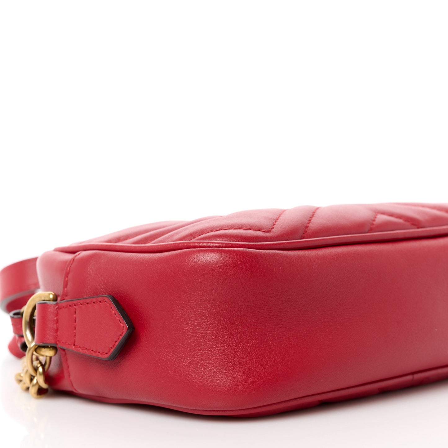 Calfskin Matelasse Mini GG Marmont Chain Shoulder Bag Hibiscus Red