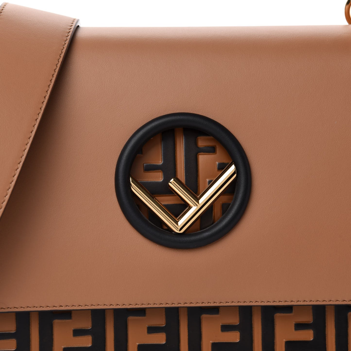 Vitello Century F is Fendi FF Embossed Kan I Shoulder Bag Orzo Tobacco