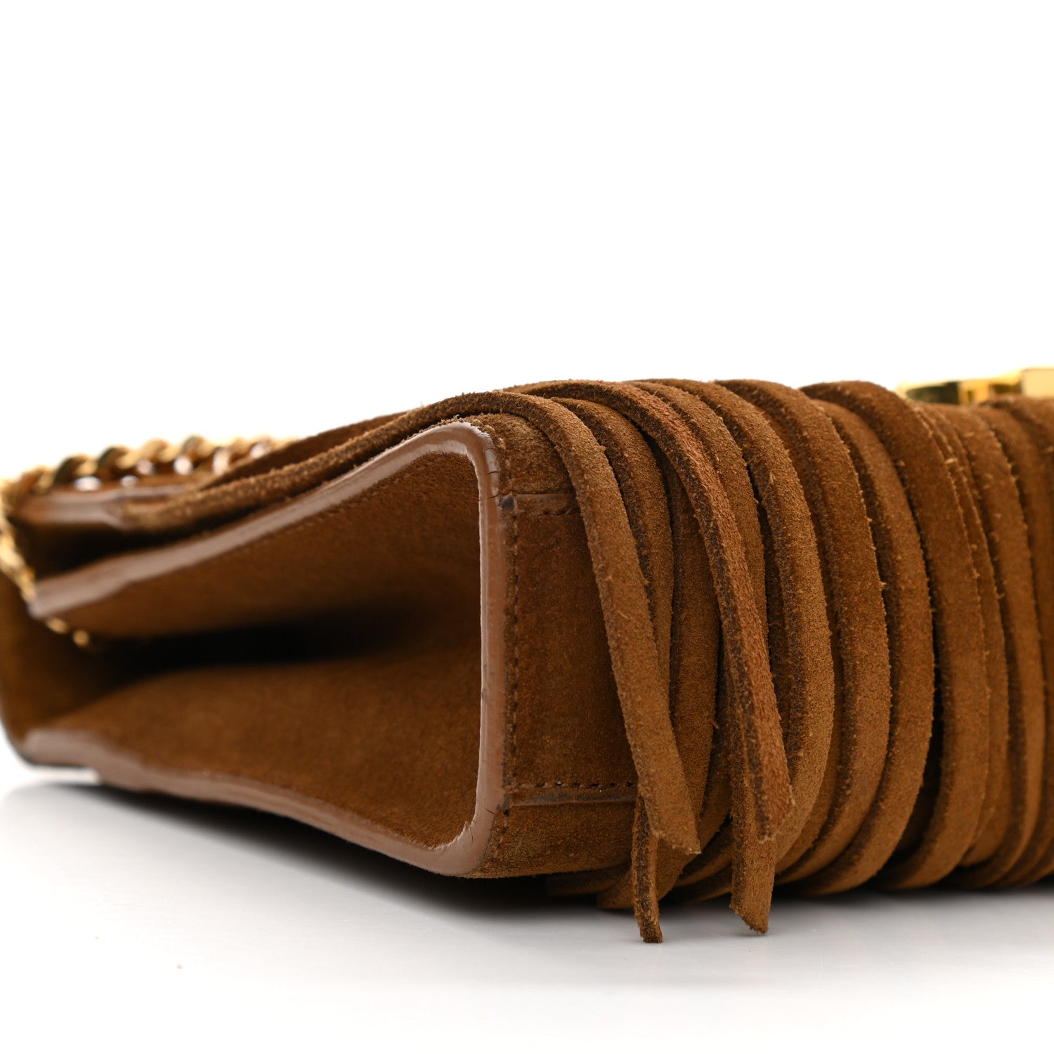 Saint Laurent Suede Fringe Small Monogram Satchel Light Ocre 11 of 17