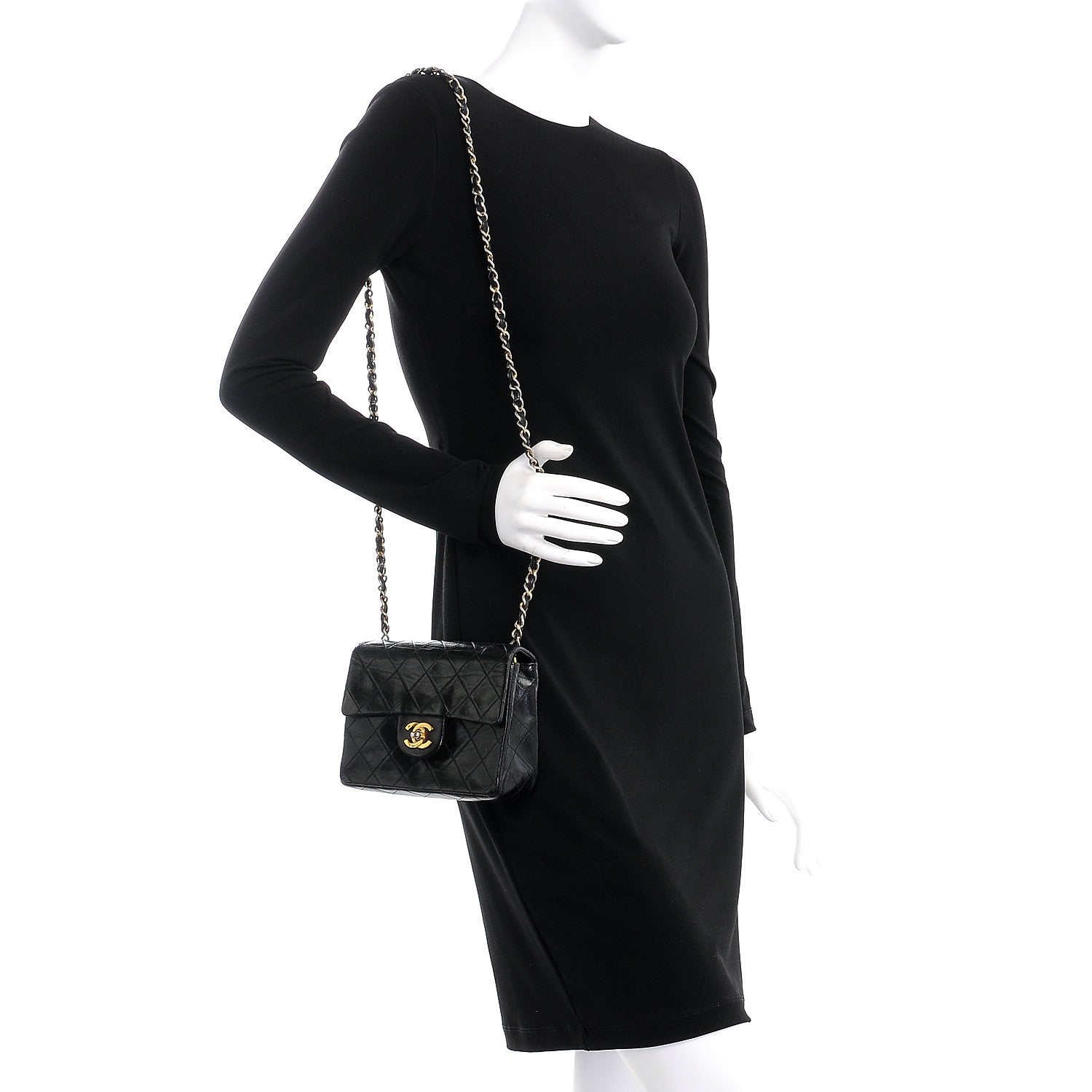 Chanel Lambskin Quilted Mini Square Flap Black 2 of 13