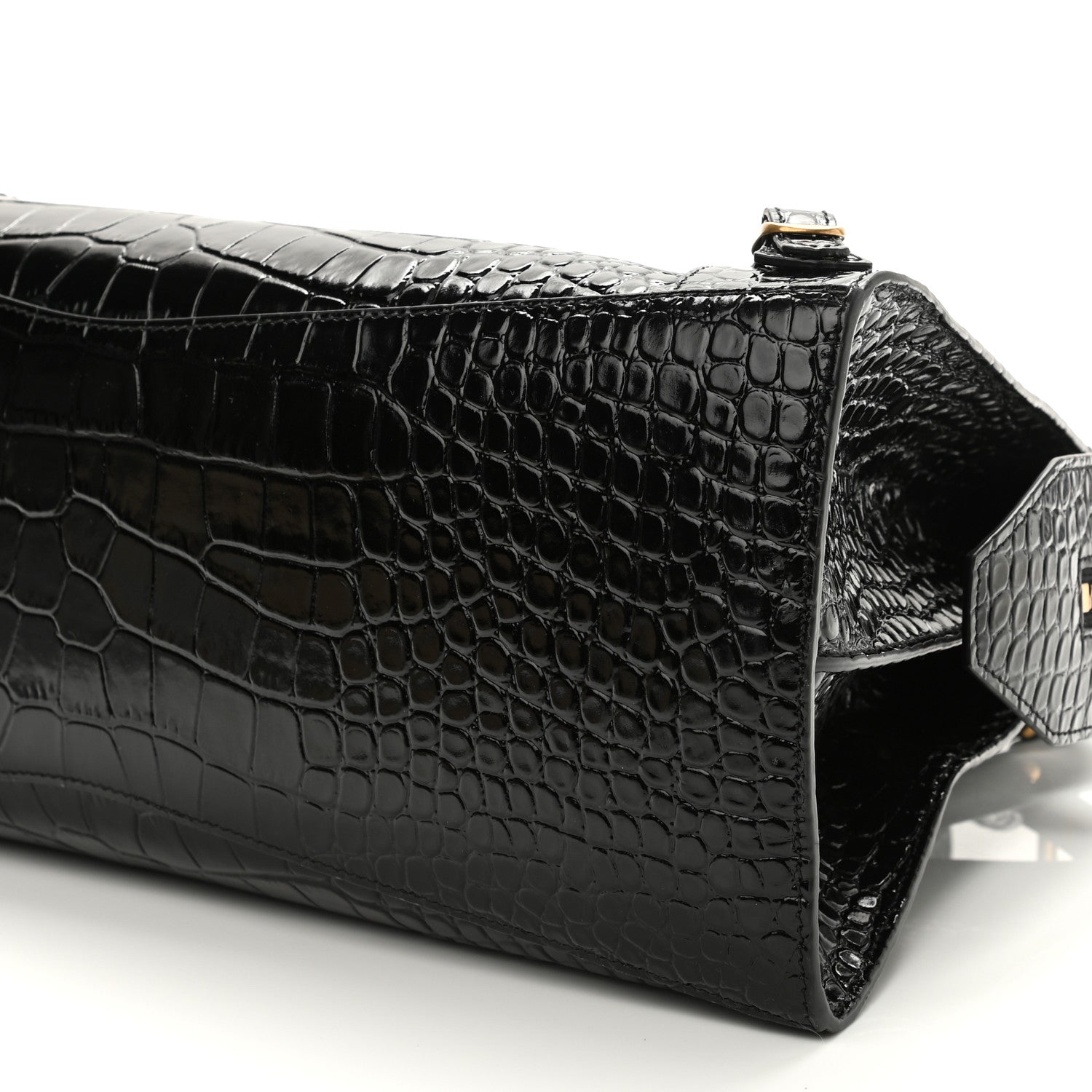 Balenciaga Shiny Supple Calfskin Crocodile Embossed Brass Hardware Neo Classic City Black 8 of 8